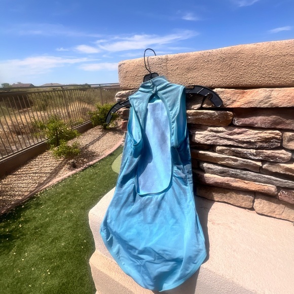 Blue dance mock turtleneck water color leotard women’s size small - Picture 12 of 17